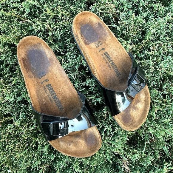 Birkenstock Madrid Black Patent Leather Sandals Birk Size‎ 41 L10 M8 - Picture 5 of 16